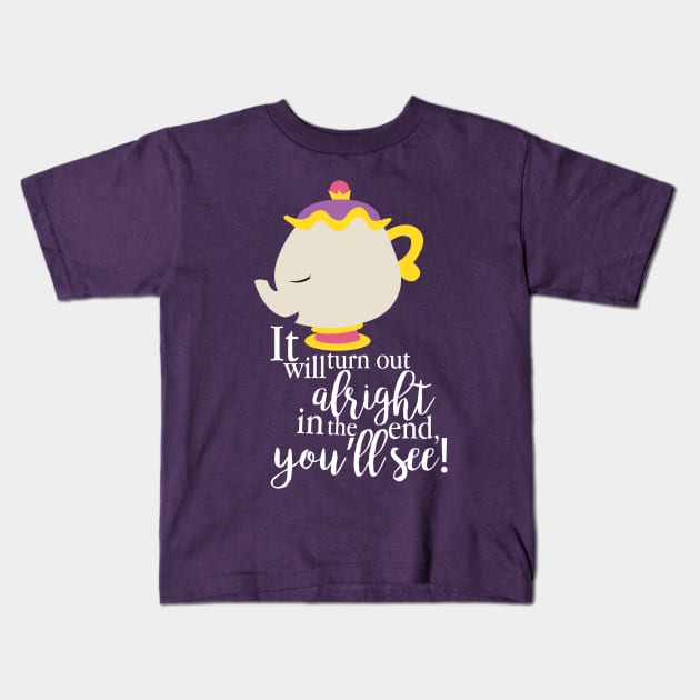 Mrs. Potts Kids T-Shirt by WereAllMadBoutique